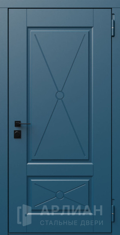 Фото «Синяя входная дверь для дома с виноритом стальная №720»